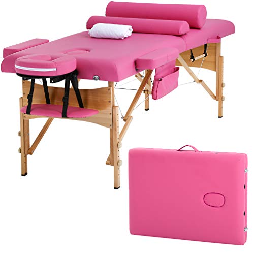 Massage Table Massage Bed Spa Bed Height Adjustable 2 Fold Portable 73 Inches...