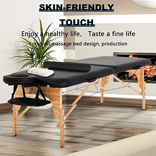 Massage Table Portable Massage Bed Tables 84 Inches Long 2 Folding Lightweigh...