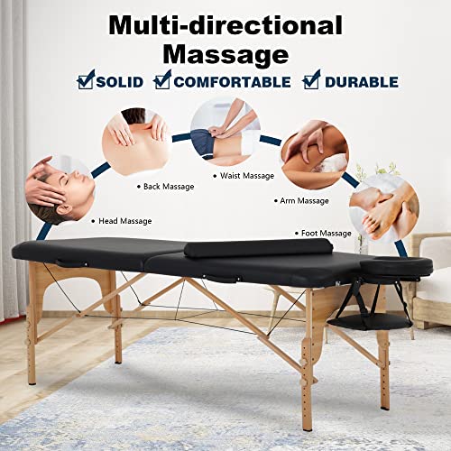 Massage Table Portable Massage Bed Tables 84 Inches Long 2 Folding Lightweigh...