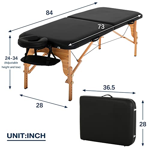 Massage Table Portable Massage Bed Tables 84 Inches Long 2 Folding Lightweigh...
