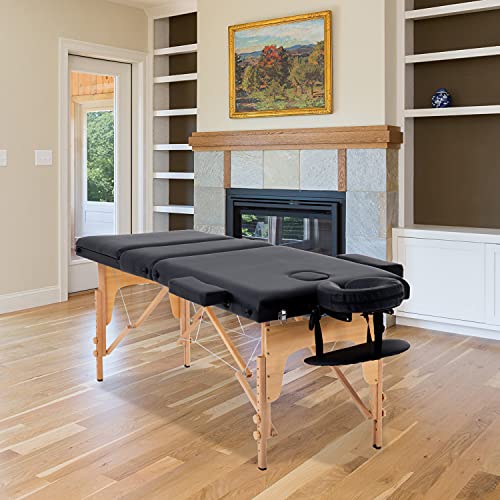 Massage Table Portable Massage Table 3 Fold Spa Bed 73-84" L 24-34" H Inch Li...