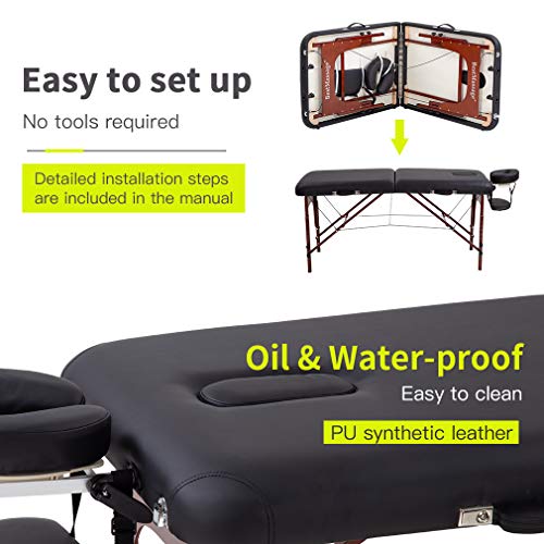 Massage Table Portable Spa Bed Salon Bed Hight Adjustable Massage Table 2 Fol...