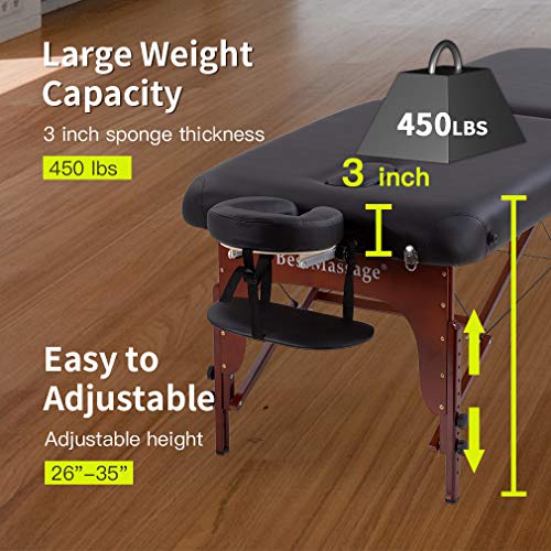 Massage Table Portable Spa Bed Salon Bed Hight Adjustable Massage Table 2 Fol...