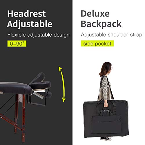 Massage Table Portable Spa Bed Salon Bed Hight Adjustable Massage Table 2 Fol...