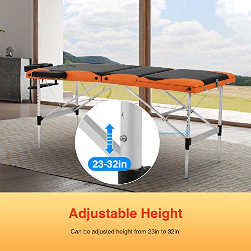 Massage Table Spa Bed Massage Bed 3 Fold 84 Inch Height Adjustable Aluminium ...