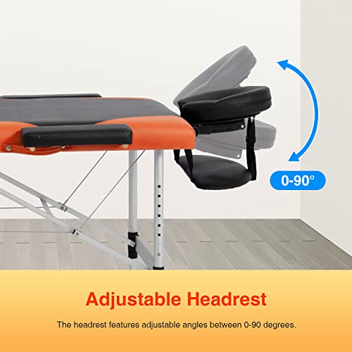 Massage Table Spa Bed Massage Bed 3 Fold 84 Inch Height Adjustable Aluminium ...