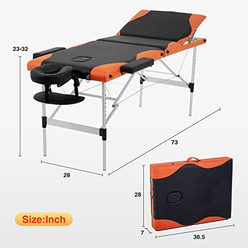Massage Table Spa Bed Massage Bed 3 Fold 84 Inch Height Adjustable Aluminium ...