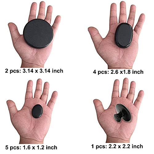 Bestnewie Massage Hot Stones with Mushroom Shaped Massage Guasha Tool, 12 pcs...