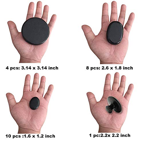 Large Size Massage Hot Stones with Mushroom Shaped Massage Guasha Tool, 23 pc...