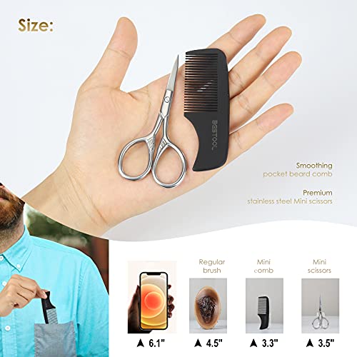 BESTOOL Beard Brush and Comb Set for Men Grooming Beards and Mustaches, Woode...