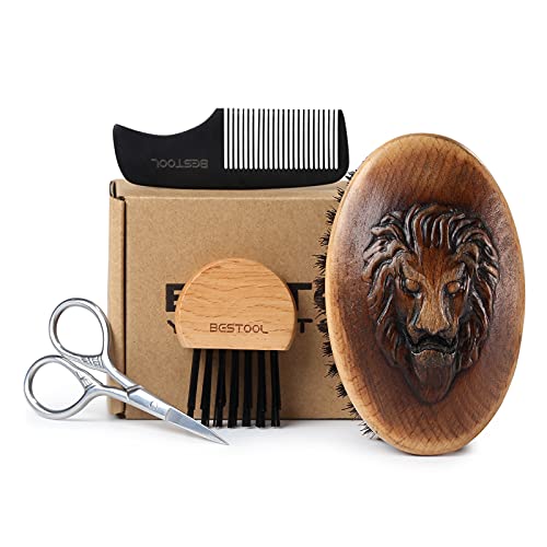 BESTOOL Beard Brush and Comb Set for Men Grooming Beards and Mustaches, Woode...