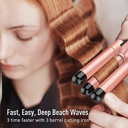 Beach Waver Curling Iron Wand, 5 in 1 Curling Wand Set with 3 Barrel Hair Cri...
