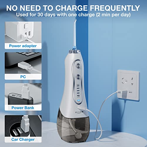 Cordless Water Flosser for Teeth, BESTOPE Pro Water Oral Flossers with 5 Mode...