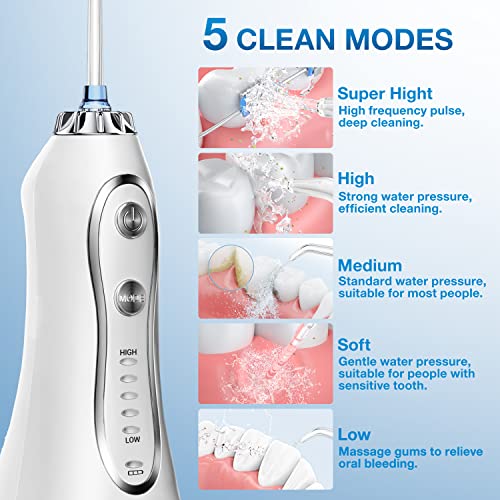 Cordless Water Flosser for Teeth, BESTOPE Pro Water Oral Flossers with 5 Mode...