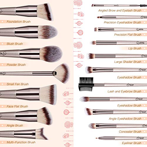 Makeup Brushes Premium Synthetic Foundation - 18 Pcs Eye Makeup Brushes Set P...
