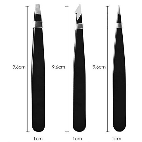 BesYouSel 3Pcs Professional Tweezers Set Stainless Steel Eyebrow Tweezers Kit...