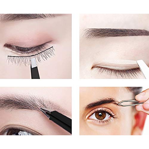 BesYouSel 3Pcs Professional Tweezers Set Stainless Steel Eyebrow Tweezers Kit...