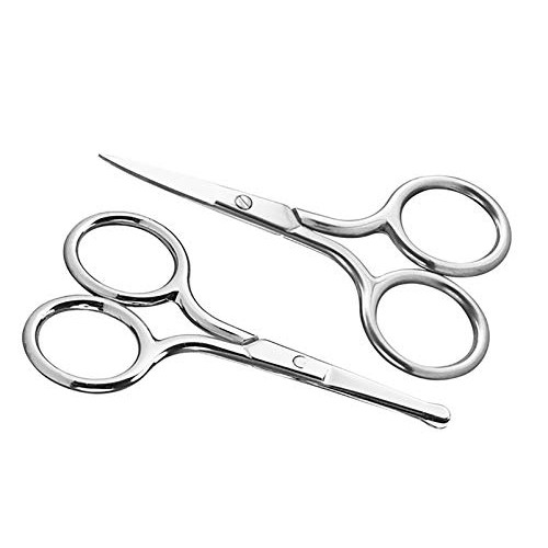 BesYouSel Eyebrows Trimming Kit Stainless Steel Nose Hair Scissors Round Prof...