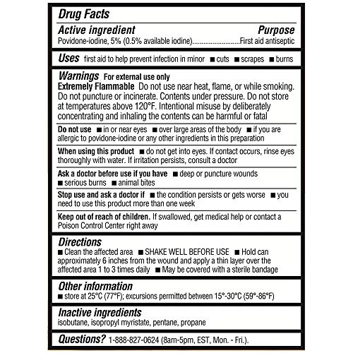 Betadine Antiseptic Dry Powder Spray, No Mess, No Drip, No Sting Promise, 5% ...