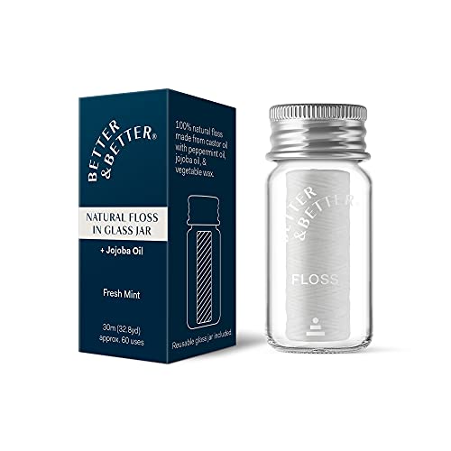 Better & Better Natural Floss in Refillable Glass Jar | Vegan 100% Plant-Base...