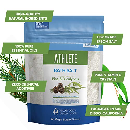 Athlete Bath Salt 32 Ounces Epsom Salt with Natural Lavender, Pine, Peppermin...