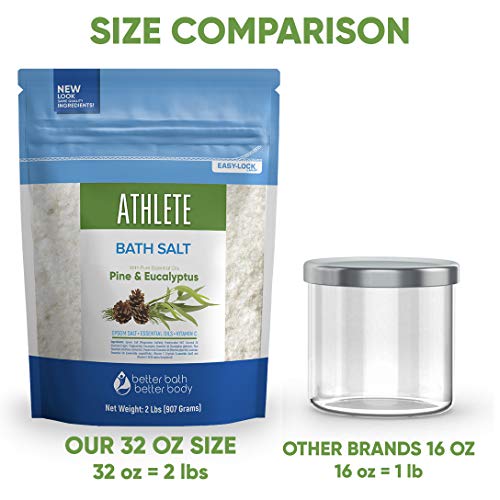 Athlete Bath Salt 32 Ounces Epsom Salt with Natural Lavender, Pine, Peppermin...