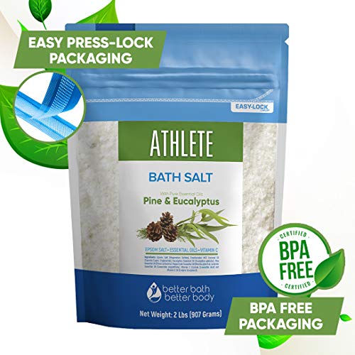 Athlete Bath Salt 32 Ounces Epsom Salt with Natural Lavender, Pine, Peppermin...