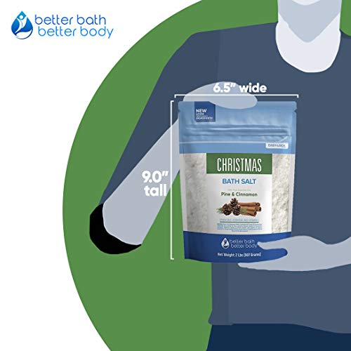 Christmas Bath Salt 32 Ounces Epsom Salt with Natural Pine, Cinnamon, Pepperm...