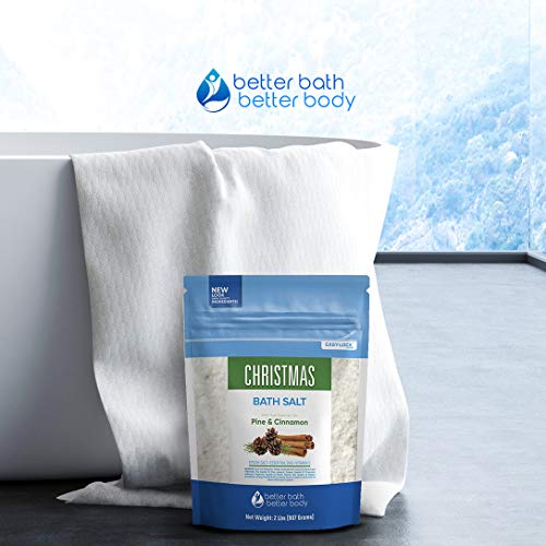 Christmas Bath Salt 32 Ounces Epsom Salt with Natural Pine, Cinnamon, Pepperm...