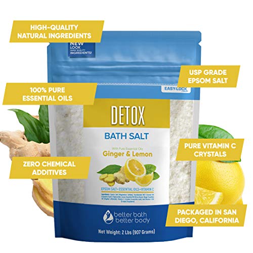Detox Bath Salt 32 Ounces Epsom Salt with Natural Ginger and Lemon Essential ...