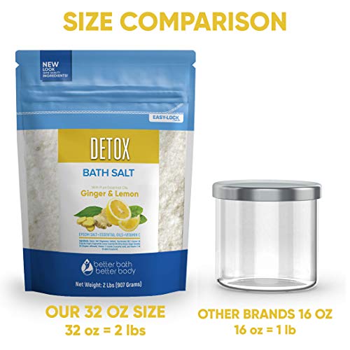 Detox Bath Salt 32 Ounces Epsom Salt with Natural Ginger and Lemon Essential ...