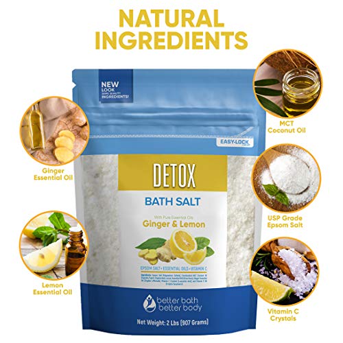 Detox Bath Salt 32 Ounces Epsom Salt with Natural Ginger and Lemon Essential ...