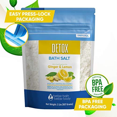 Detox Bath Salt 32 Ounces Epsom Salt with Natural Ginger and Lemon Essential ...