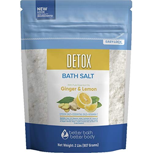 Detox Bath Salt 32 Ounces Epsom Salt with Natural Ginger and Lemon Essential ...