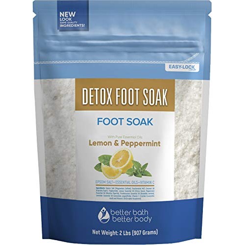 Detox Foot Soak 32 Ounces Epsom Salt with Natural Lemon, Peppermint, Lavender...
