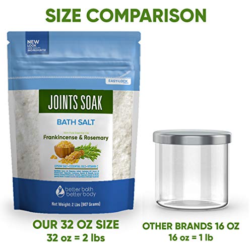 Joints Soak Bath Salt 32 Ounces Epsom Salt with Natural Rosemary, Frankincens...