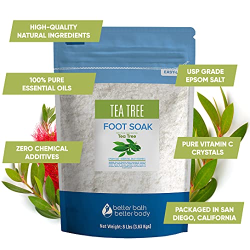 Tea Tree Foot Soak 32 Ounces Epsom Salt with Natural Tea Tree, Lavender and E...