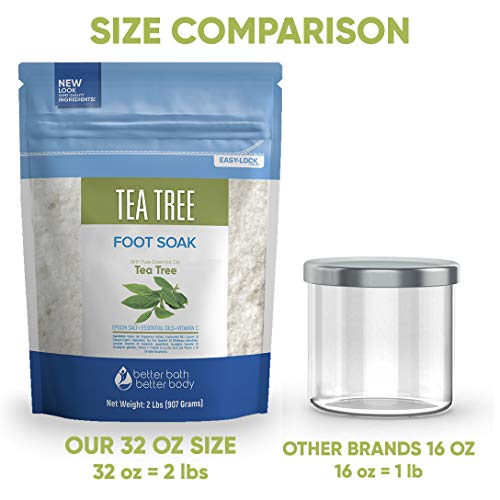 Tea Tree Foot Soak 32 Ounces Epsom Salt with Natural Tea Tree, Lavender and E...