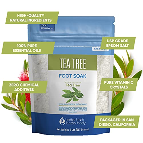Tea Tree Foot Soak 32 Ounces Epsom Salt with Natural Tea Tree, Lavender and E...