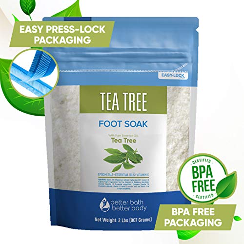 Tea Tree Foot Soak 32 Ounces Epsom Salt with Natural Tea Tree, Lavender and E...