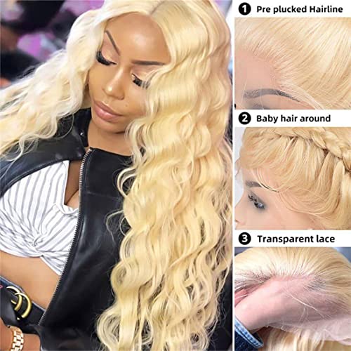 Bettermood 613 Blonde Lace Front Wigs Human Hair 13x4 Loose Deep Wave 613 Lac...