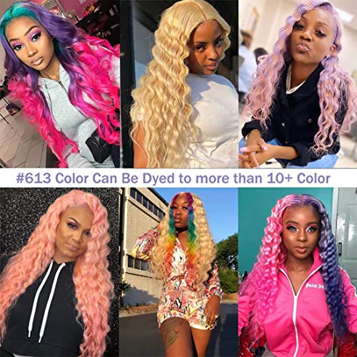 Bettermood Blonde 613 Lace Front Wigs Human Hair 22inch 13x6 Deep Wave 613 La...