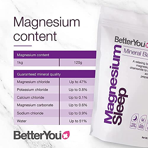 BetterYou Pure and Clean Bath Magnesium Flakes Bath Salts for Sleep, 47% Conc...