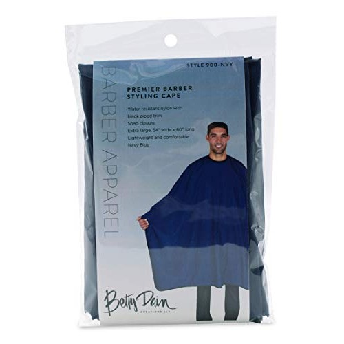 Betty Dain Premier Barber Cutting/Styling Cape, Black Trim Piping, High-end L...