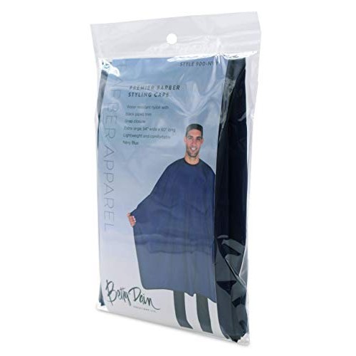 Betty Dain Premier Barber Cutting/Styling Cape, Black Trim Piping, High-end L...