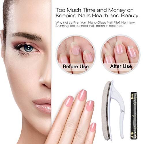 Premium Upgrade Nano Glass Nail File and Chamois Nail Buffers for Natural Nai...