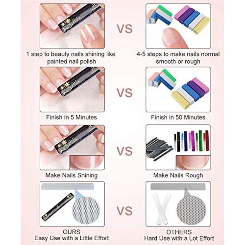 Premium Upgrade Nano Glass Nail File and Chamois Nail Buffers for Natural Nai...