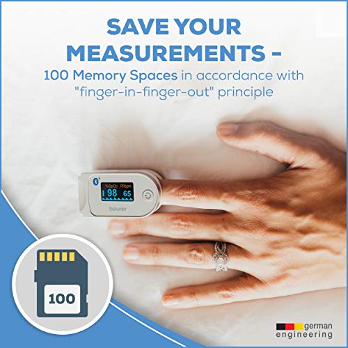 Beurer Bluetooth Digital fingertip Pulse Oximeter, Blood Oxygen Saturation & ...
