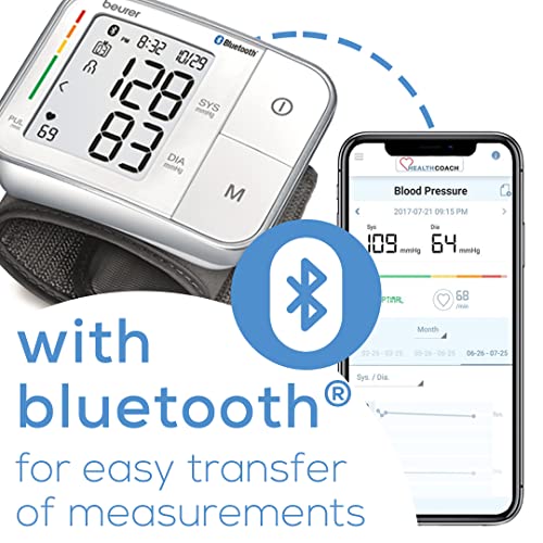 Beurer Bluetooth Smart, Wireless & Automatic Wrist Blood Pressure Monitor wit...