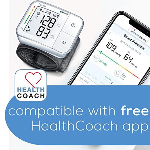 Beurer Bluetooth Smart, Wireless & Automatic Wrist Blood Pressure Monitor wit...